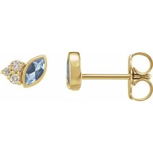 Marquise & Diamond Stud Earrings (Gemstone variety)