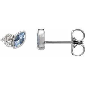 Marquise & Diamond Stud Earrings (Gemstone variety)