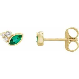 Marquise & Diamond Stud Earrings (Gemstone variety)