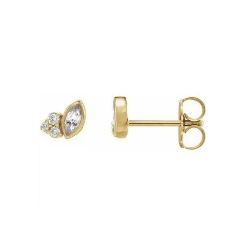 Marquise & Diamond Stud Earrings (Gemstone variety)