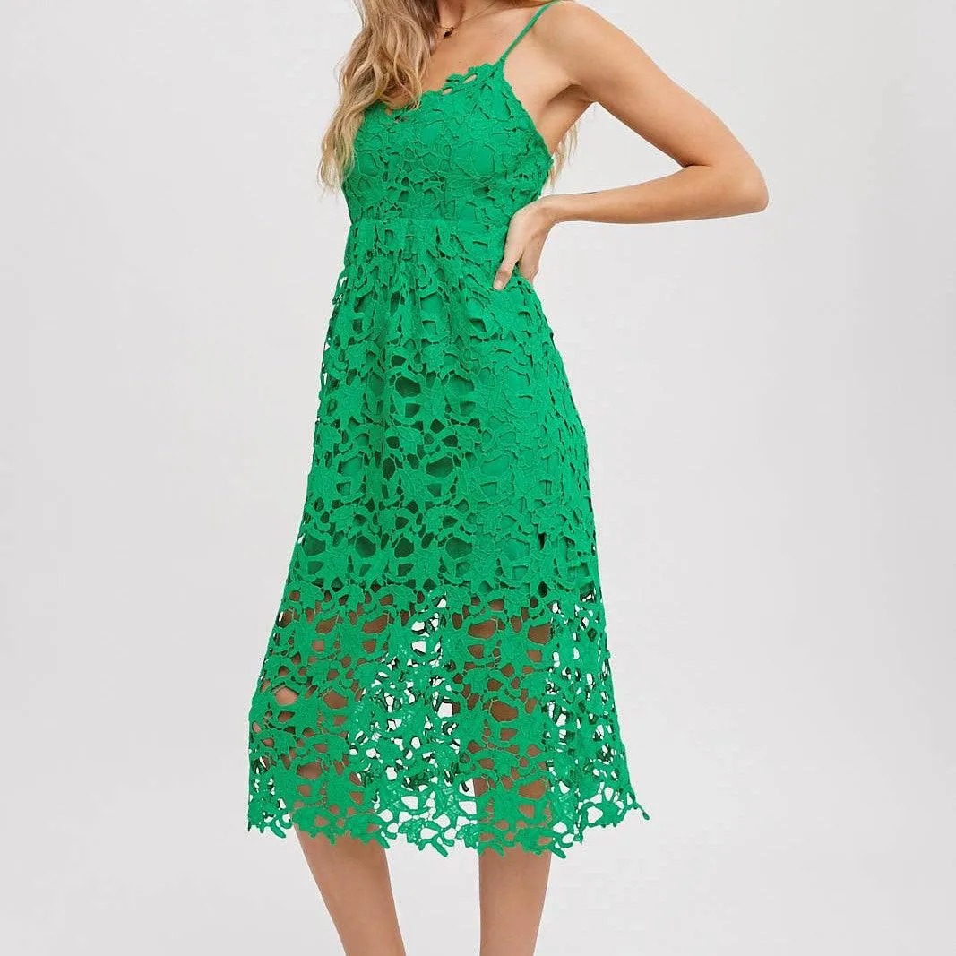 Marybeth Crochet Dress Green