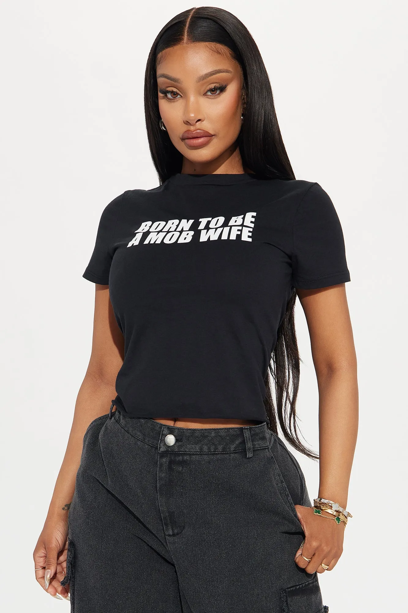 Mob Wife Fitted Tee - Black