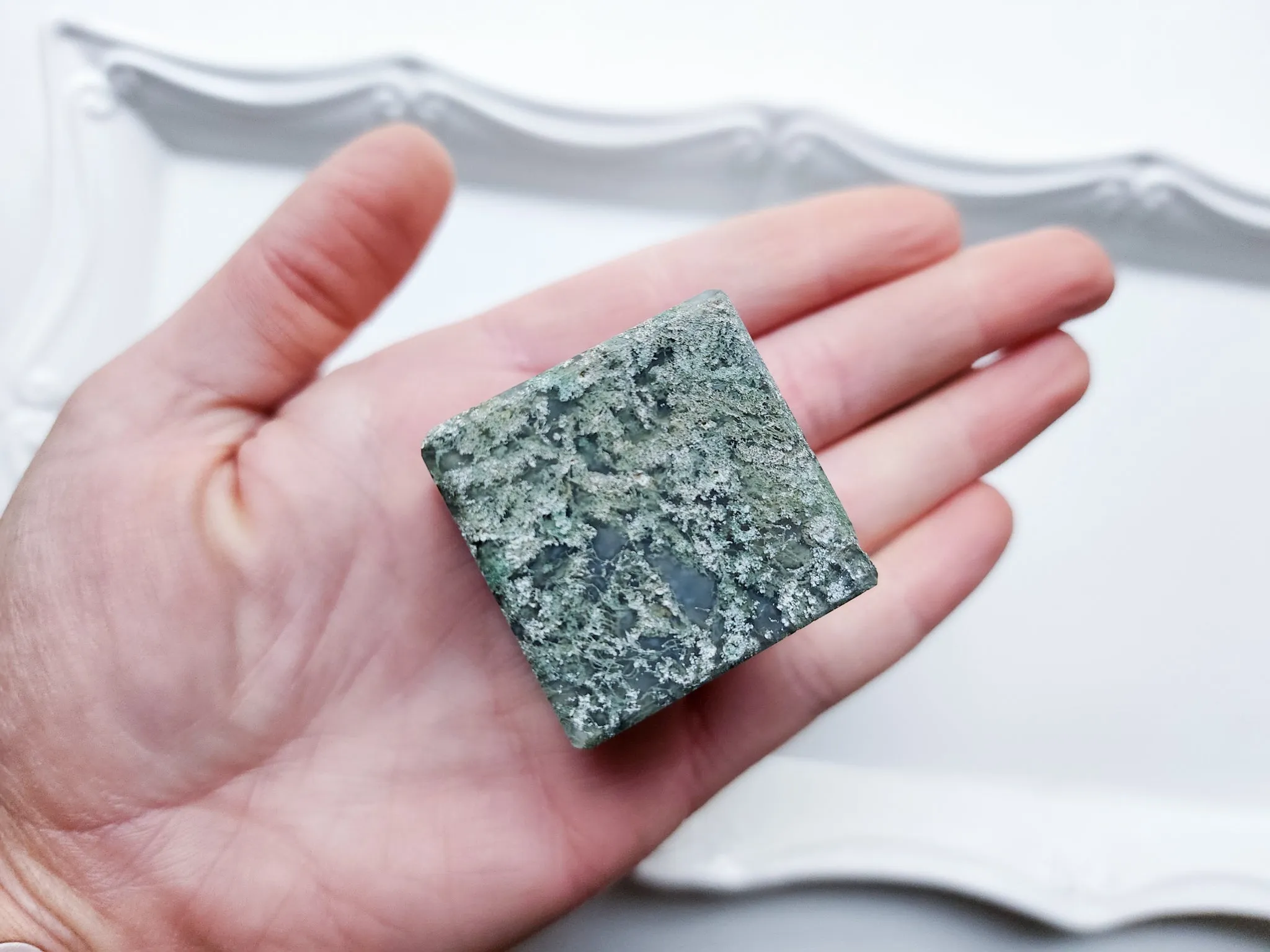 Moss Agate Cube