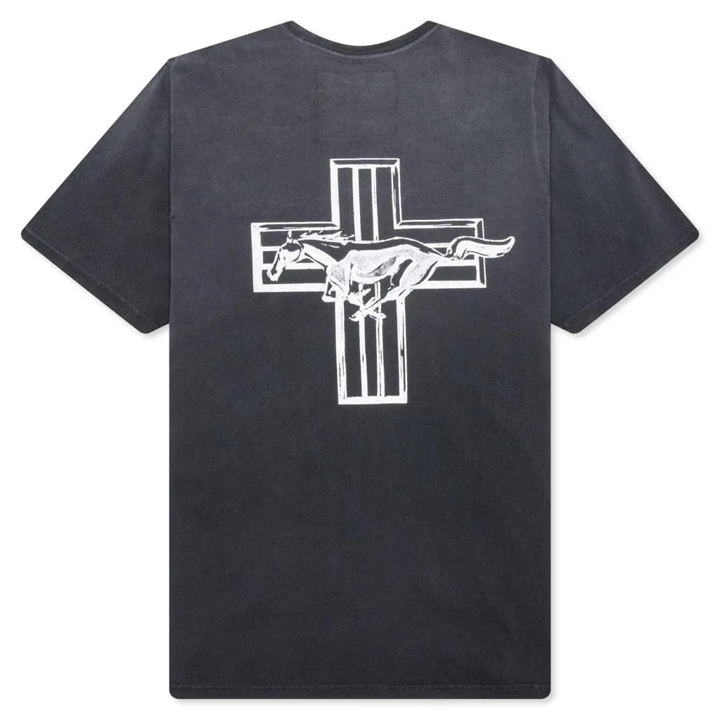 Mustang Cross Tee - Washed Black