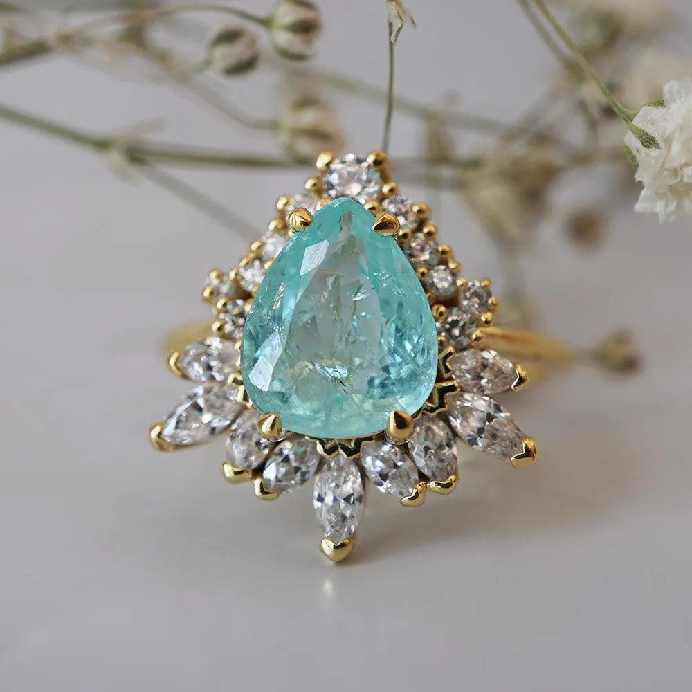 One Of A Kind: Paraiba Tourmaline Opulence Diamond Ring in 14K and 18K Gold