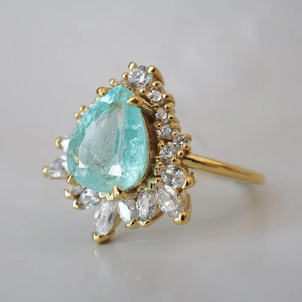 One Of A Kind: Paraiba Tourmaline Opulence Diamond Ring in 14K and 18K Gold