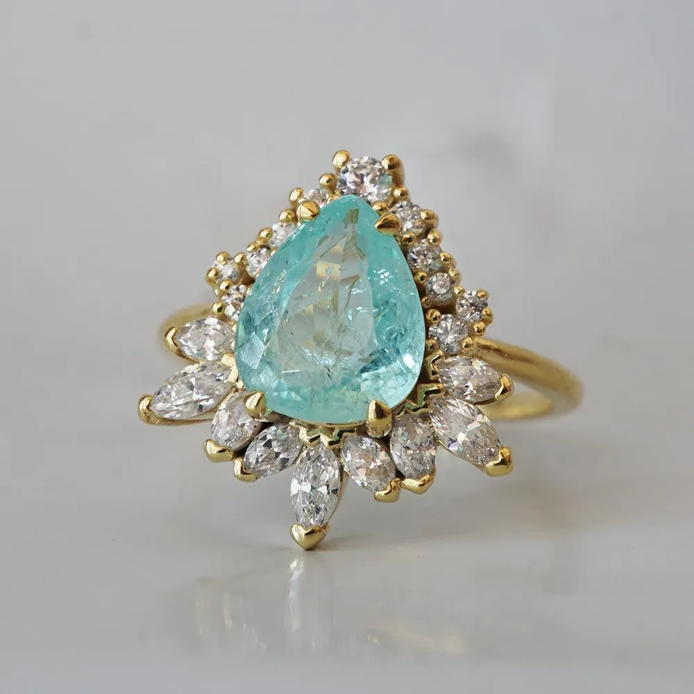 One Of A Kind: Paraiba Tourmaline Opulence Diamond Ring in 14K and 18K Gold