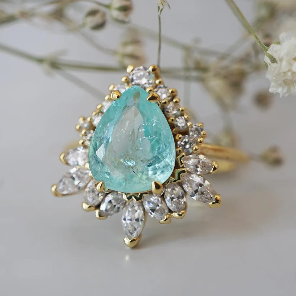 One Of A Kind: Paraiba Tourmaline Opulence Diamond Ring in 14K and 18K Gold