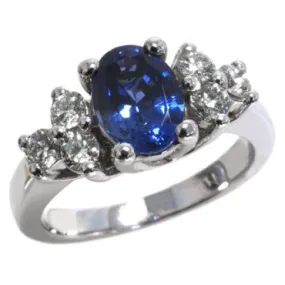 Oval Sapphire and Diamond 3-stone ring