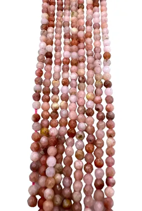 Peruvian Pink Opal Micro Faceted Round Beads 3mm, 16 inch strands