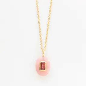 Pink Opal & Tourmaline Pendant Necklace