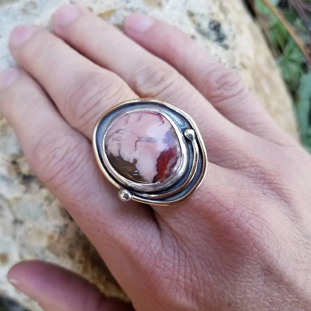 Pink Rhodonite Chunky Ring