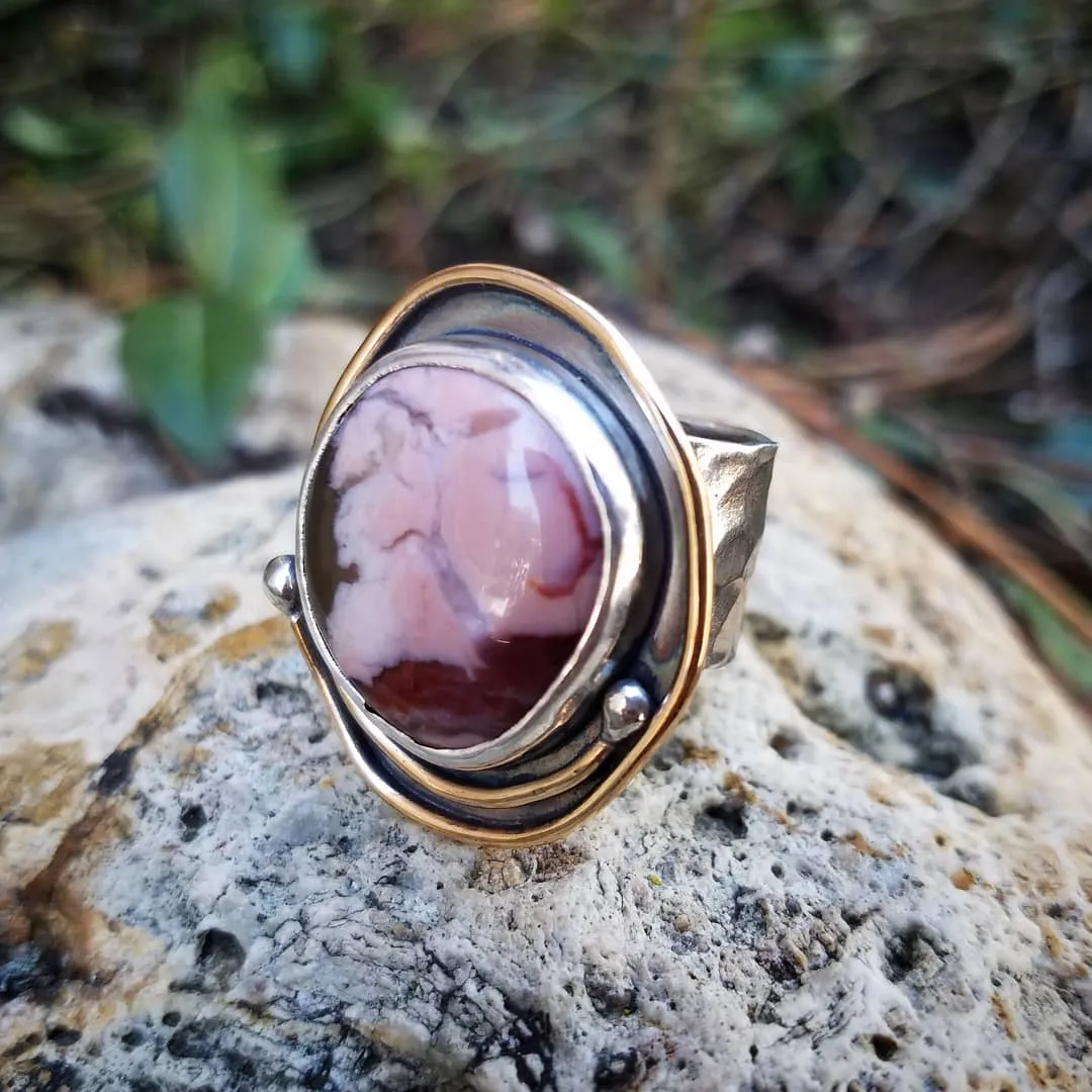 Pink Rhodonite Chunky Ring