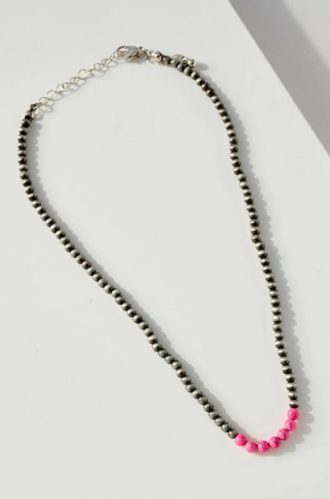 Pink Simplicity n Pearls Necklace