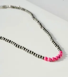 Pink Simplicity n Pearls Necklace