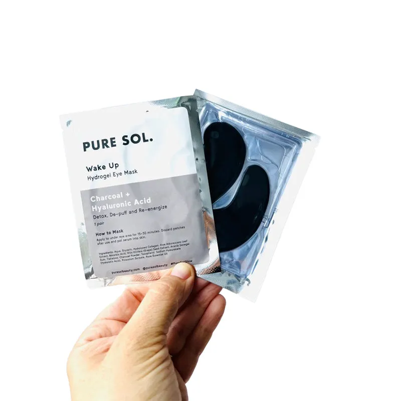 PURE SOL | Wake Up Hydrogel Eye Masks Charcoal   Hyaluronic Acid