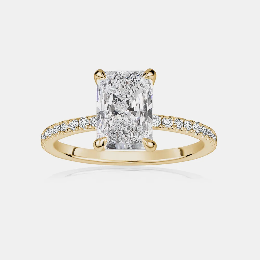 Radiant Cut Engagement Ring with Pavé Band