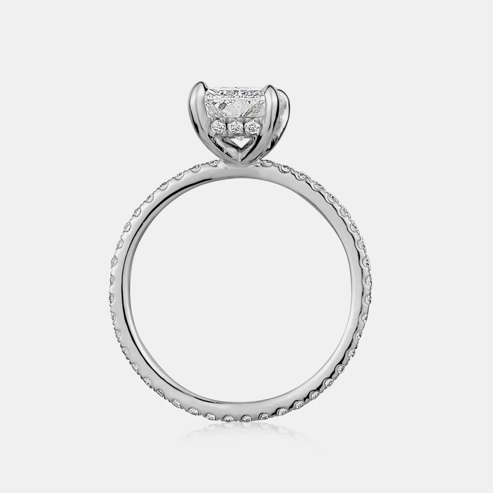 Radiant Cut Engagement Ring with Pavé Band