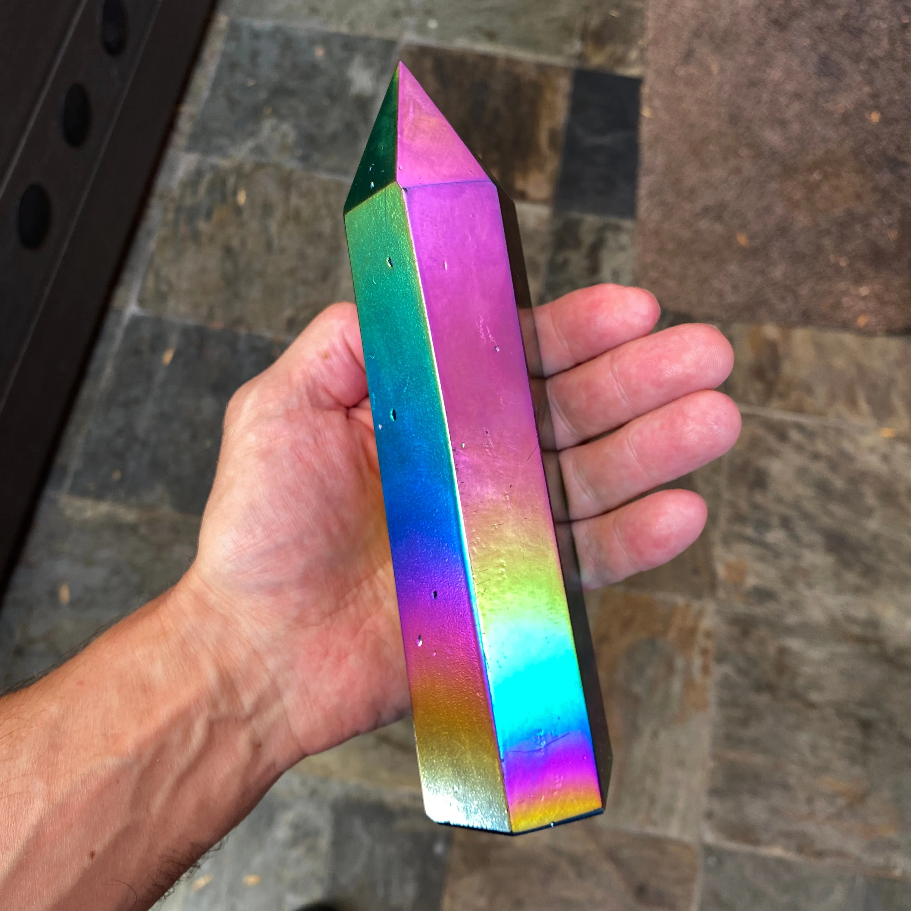 Rainbow Titanium quartz Tower Point healing energy obelisk