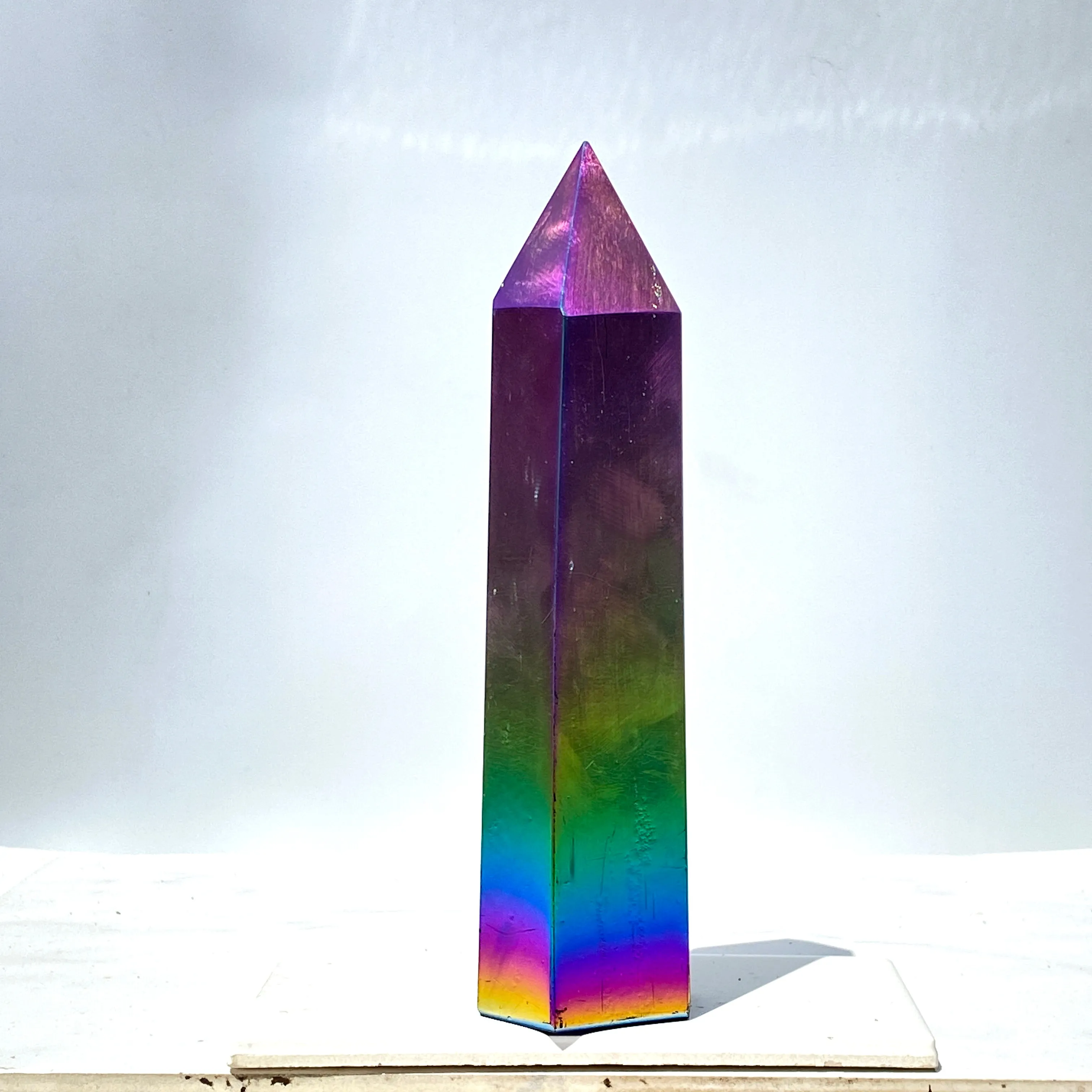 Rainbow Titanium quartz Tower Point healing energy obelisk