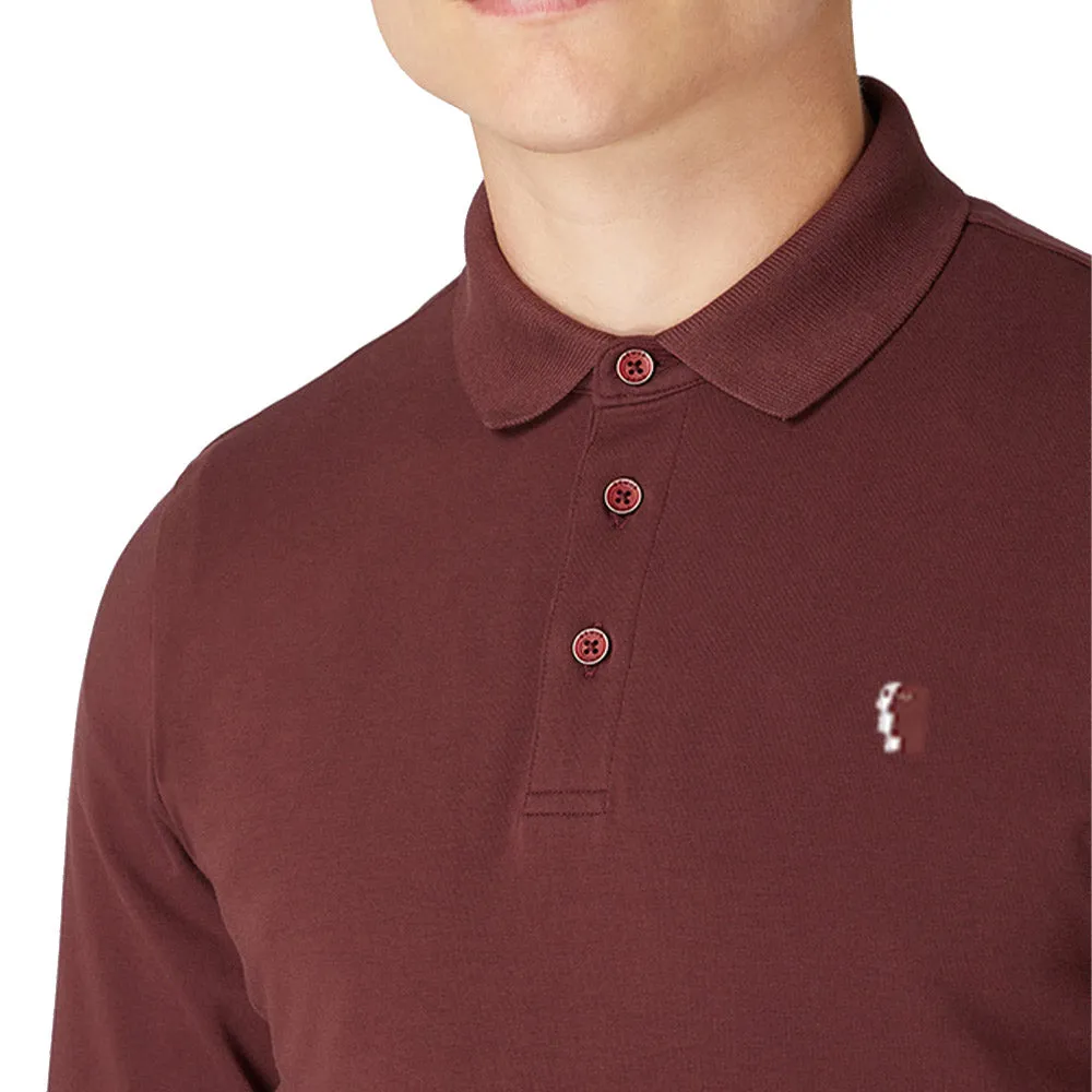 Remus Uomo Long Sleeve Polo - Burgundy