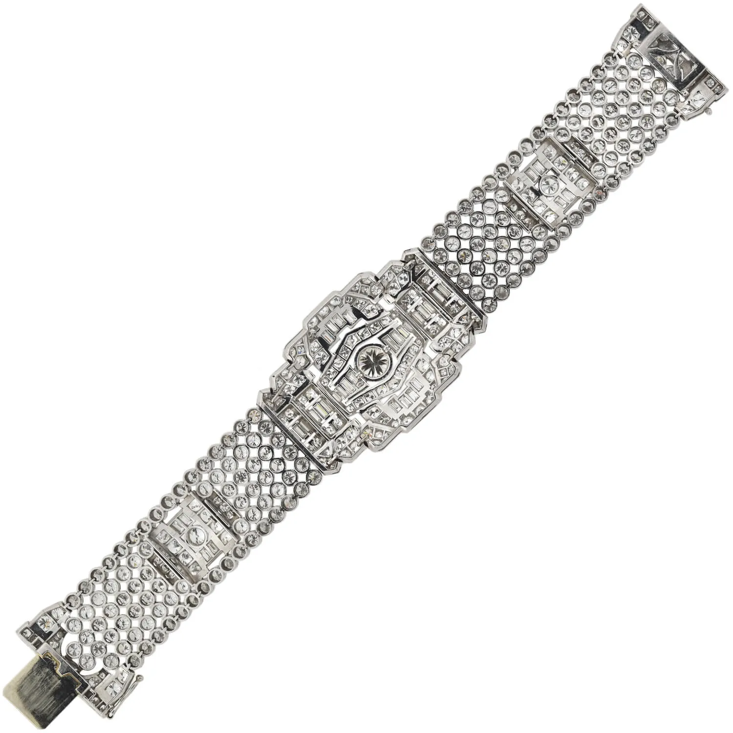 Retro Exquisite Platinum Diamond Encrusted Link Bracelet 32ctw