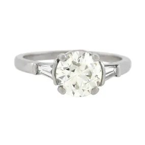 Retro Platinum Diamond Engagement Ring 1.71ct center