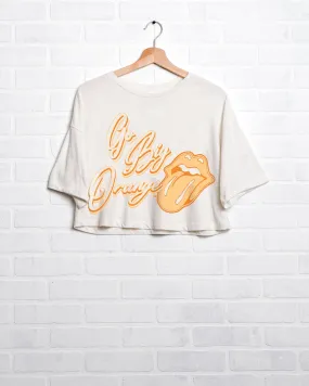 Rolling Stones Go Big Orange Malibu Puff Ink Off White Cropped Tee