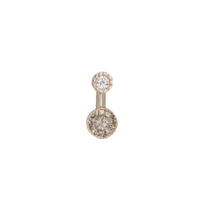 Round Champagne Diamond Drop Stud (Single)