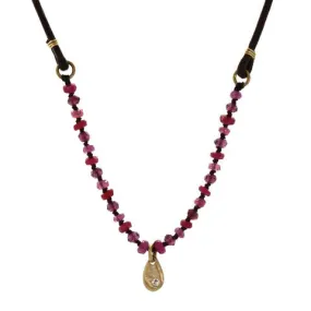 Ruby and Diamond Teardrop Bohemian Necklace