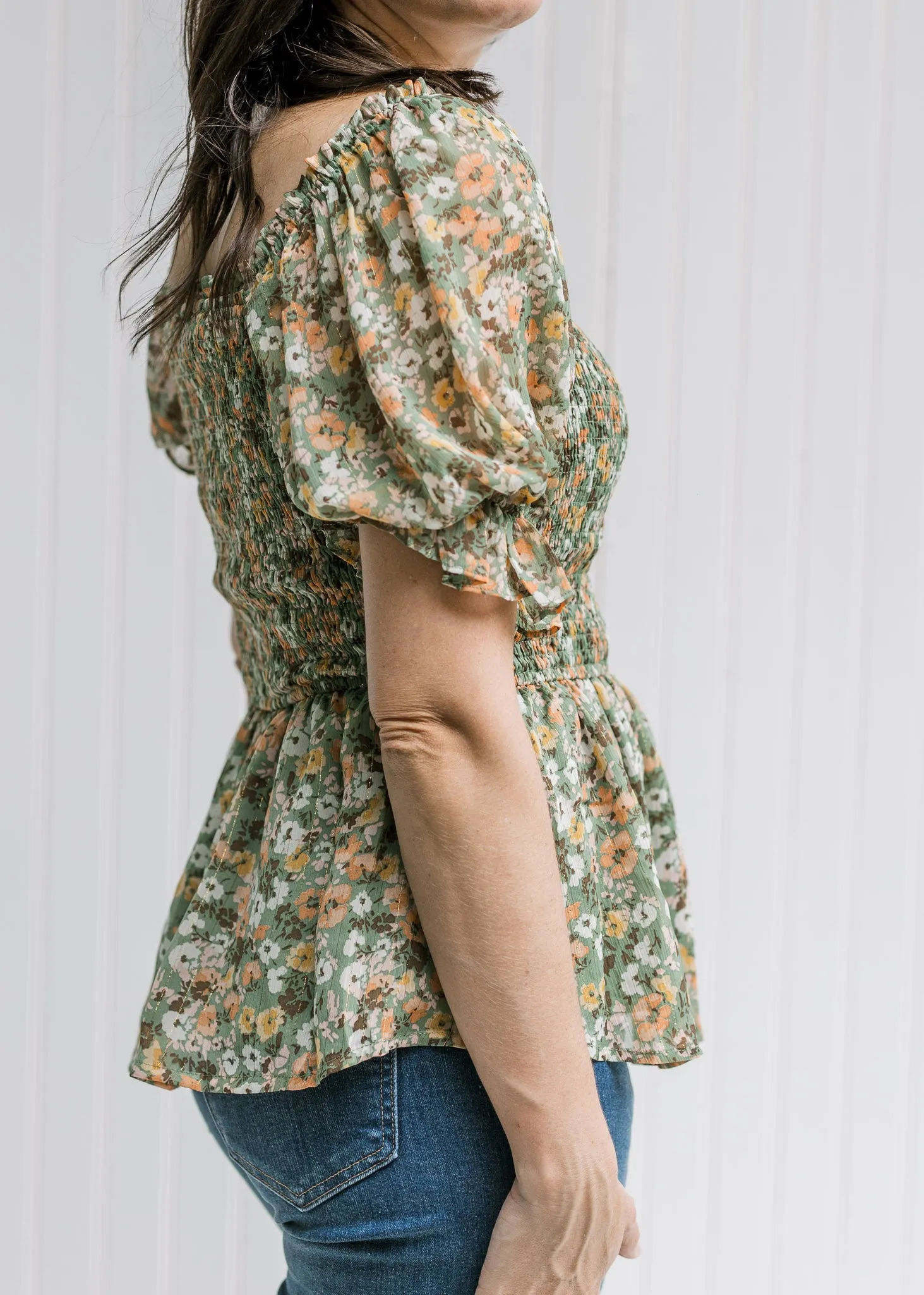 Sage Floral  Flirt Top