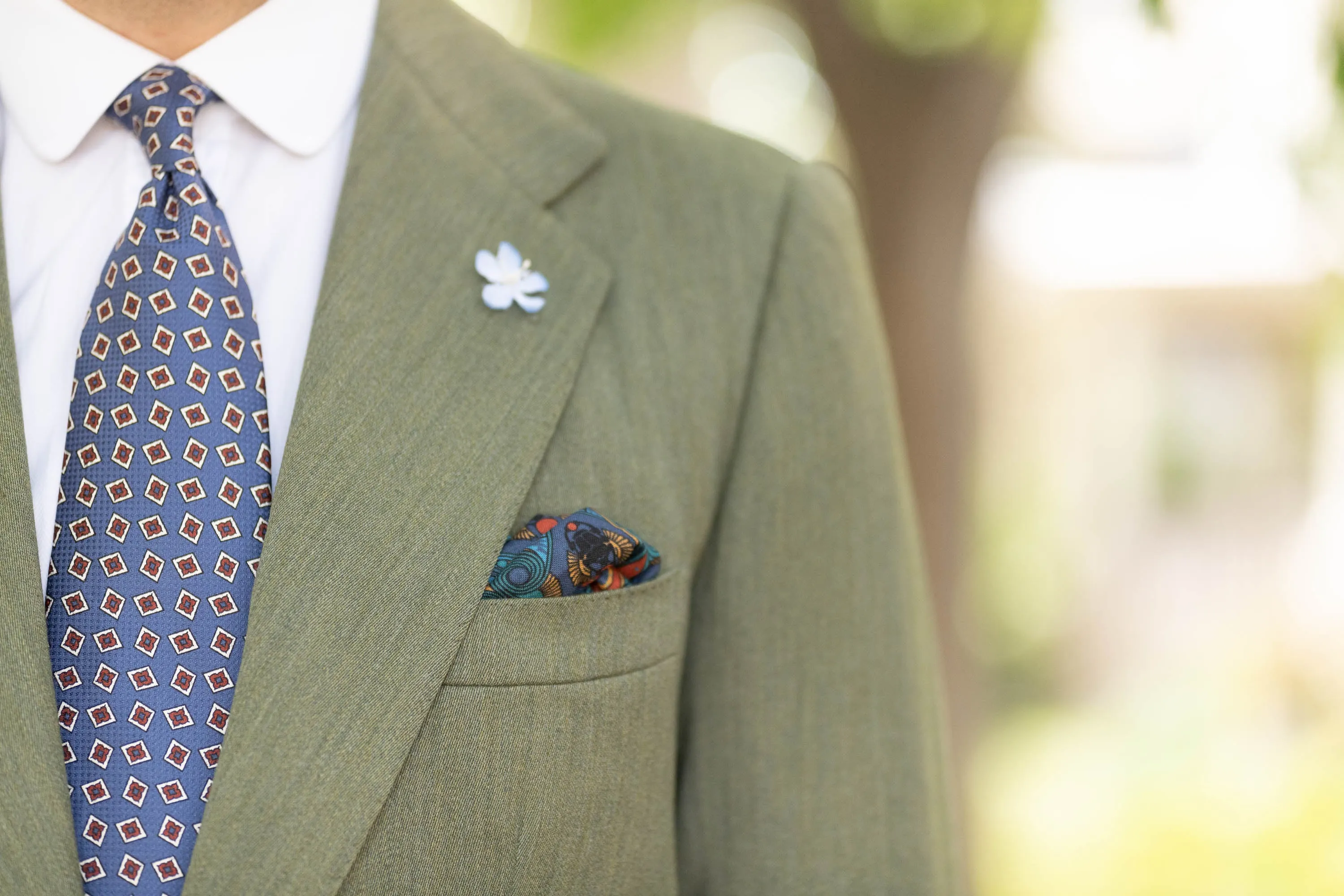 Sapphire Blue Art Deco Egyptian Scarab Pocket Square