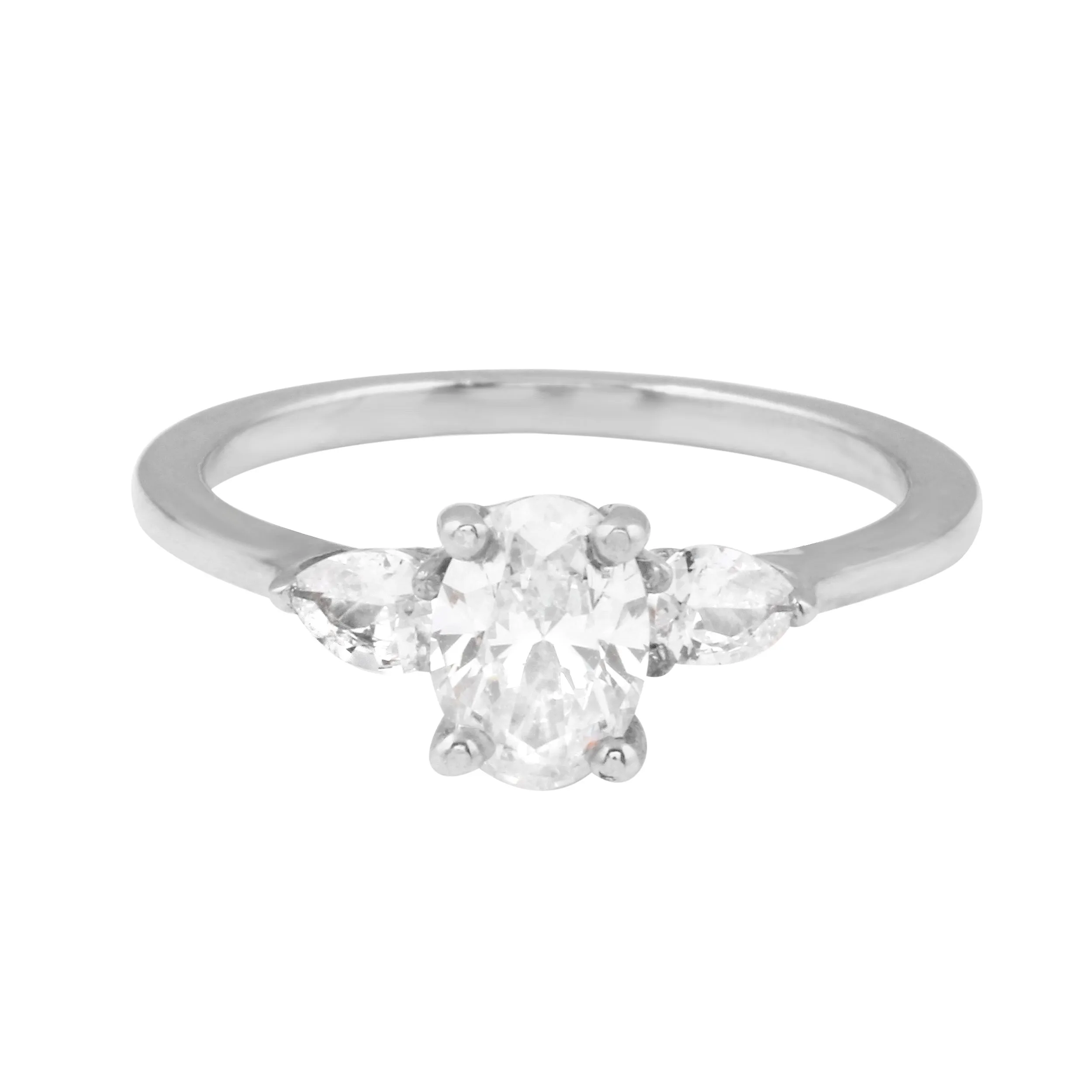 Solitaire and Pear Side Diamond Engagement Ring