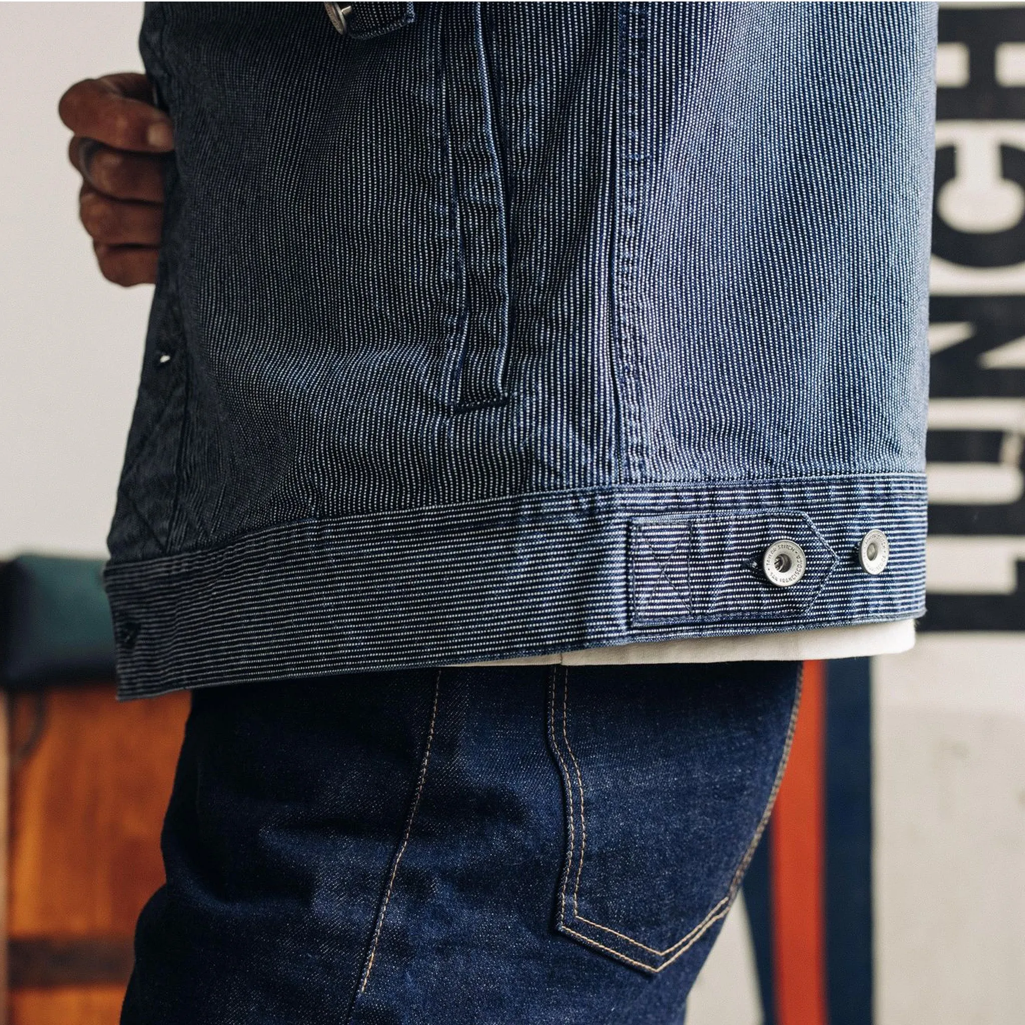 The Long Haul Jacket in Washed Indigo Stripe