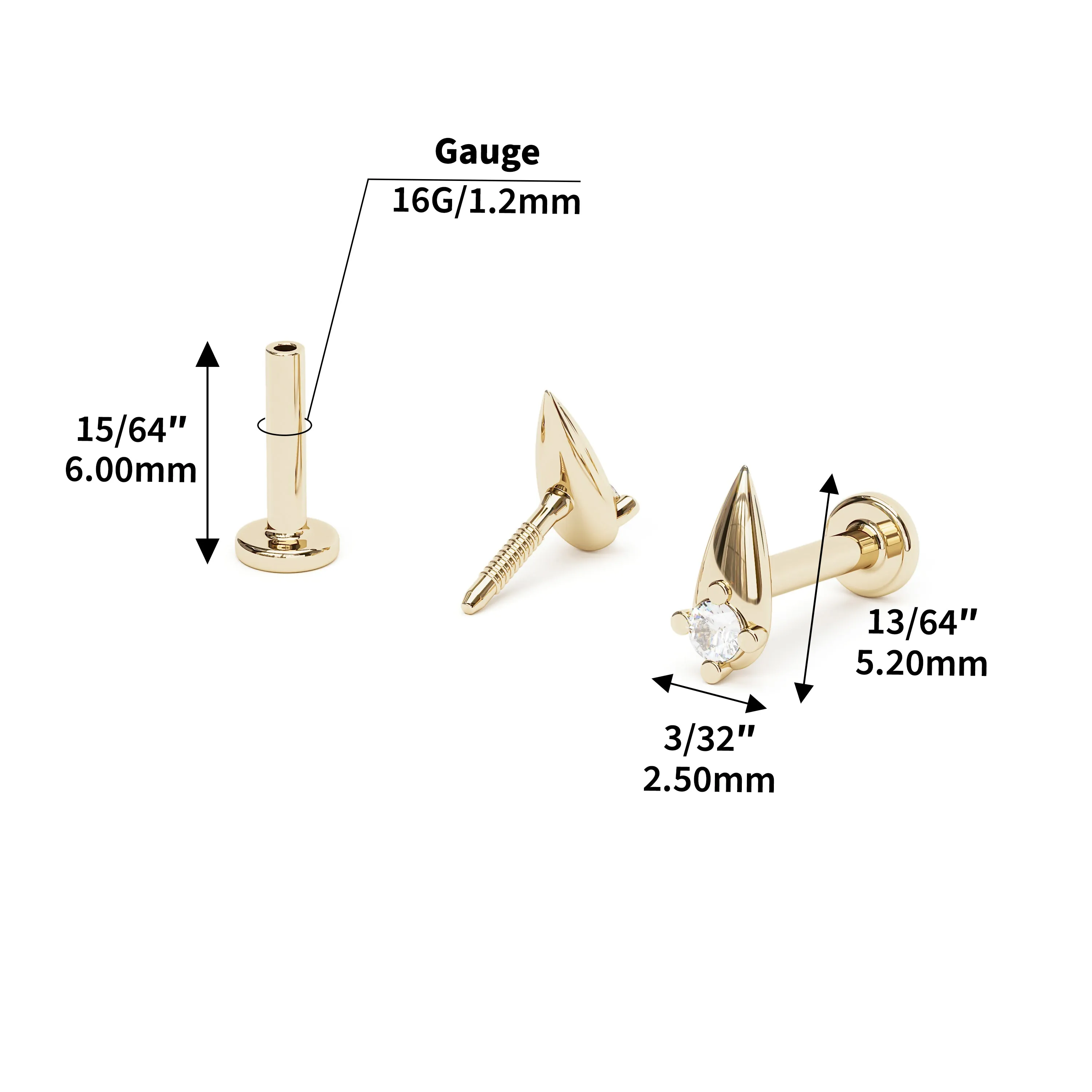 Tiny 14K Gold Minimalist Diamond Spike Stud