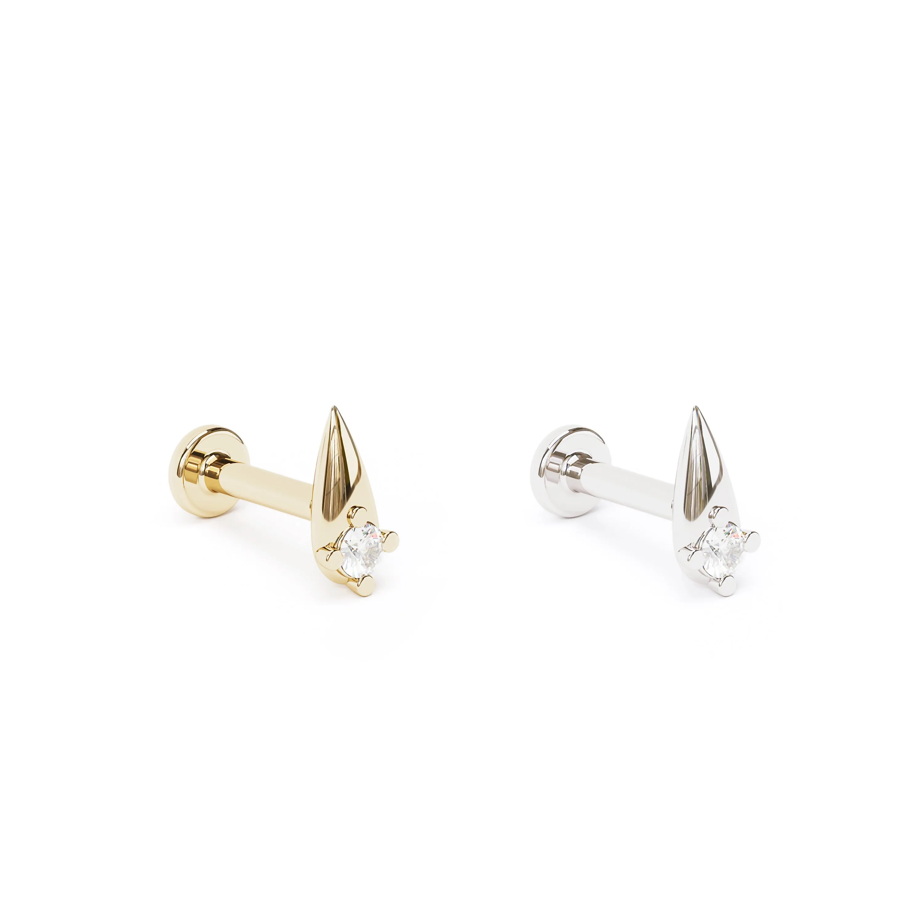 Tiny 14K Gold Minimalist Diamond Spike Stud