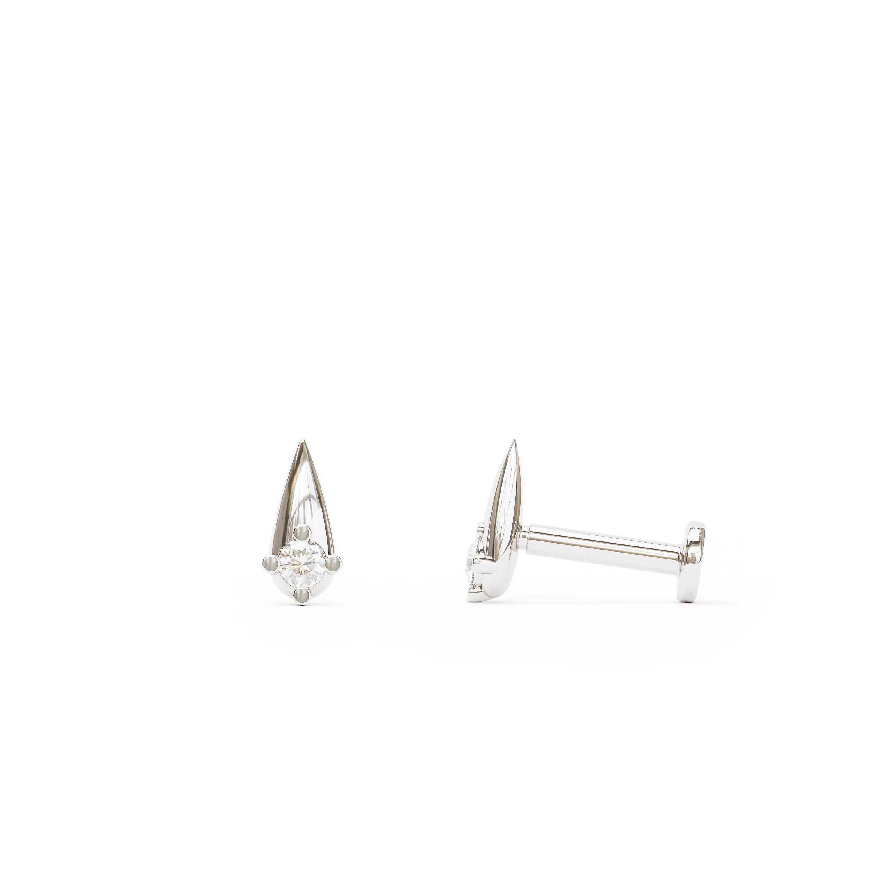 Tiny 14K Gold Minimalist Diamond Spike Stud