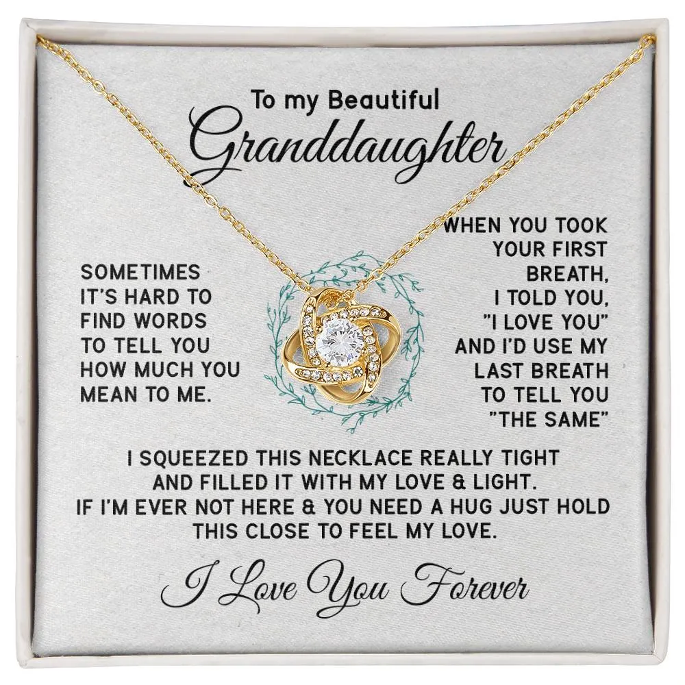 To My Granddaughter Necklace, Sometimes It's Hard to Find Words to Tell You How Much You Mean to Me