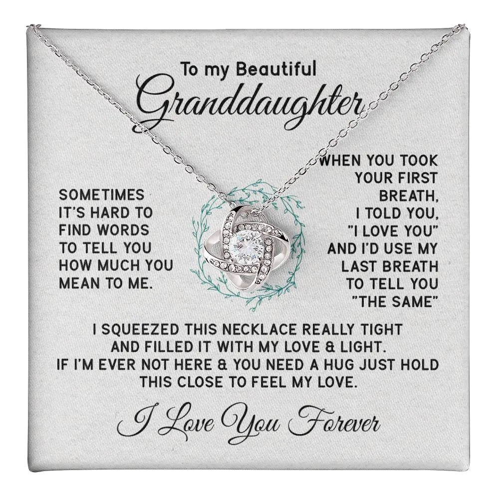 To My Granddaughter Necklace, Sometimes It's Hard to Find Words to Tell You How Much You Mean to Me