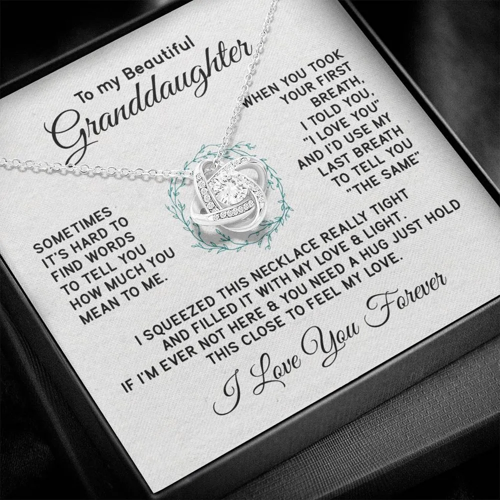 To My Granddaughter Necklace, Sometimes It's Hard to Find Words to Tell You How Much You Mean to Me