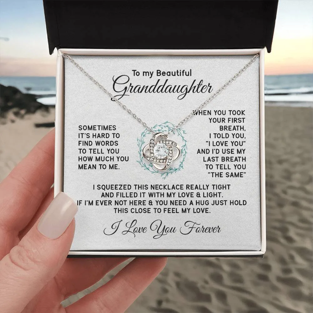 To My Granddaughter Necklace, Sometimes It's Hard to Find Words to Tell You How Much You Mean to Me