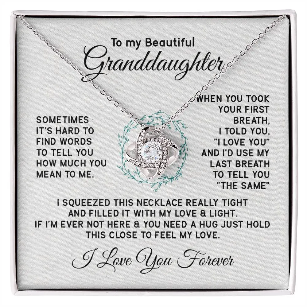 To My Granddaughter Necklace, Sometimes It's Hard to Find Words to Tell You How Much You Mean to Me