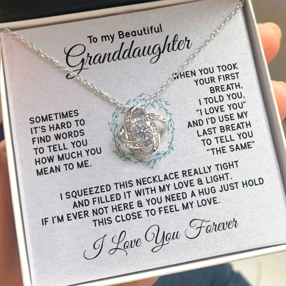 To My Granddaughter Necklace, Sometimes It's Hard to Find Words to Tell You How Much You Mean to Me