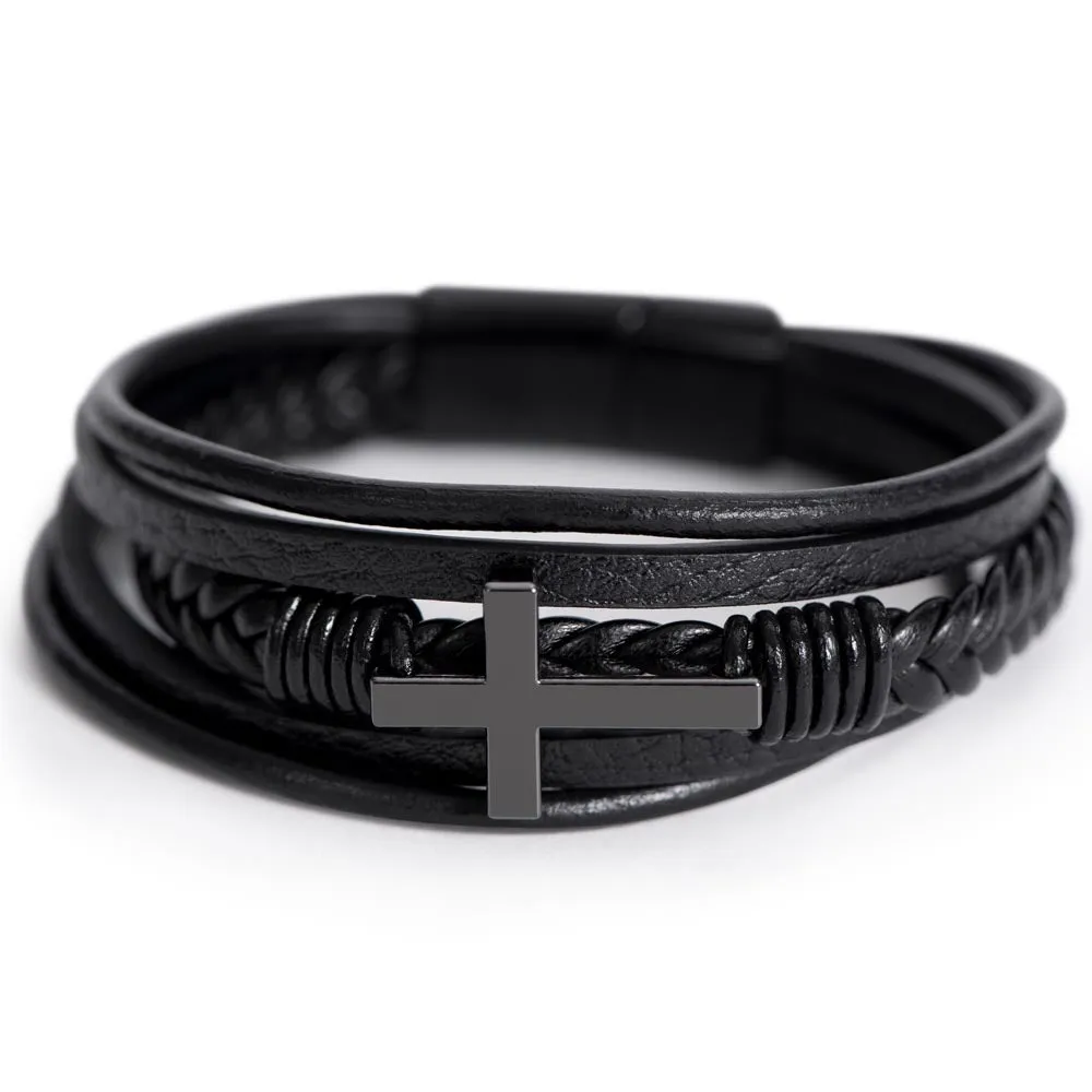 To My Husband Men's Cross Bracelet - Thank You for Being a Special Person in My Faith