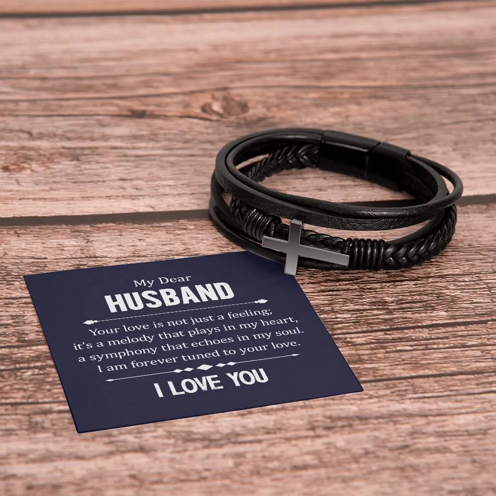 To My Husband Men's Cross Bracelet - Your Love in Not Just