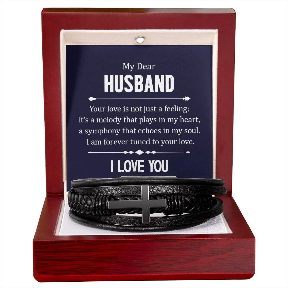 To My Husband Men's Cross Bracelet - Your Love in Not Just