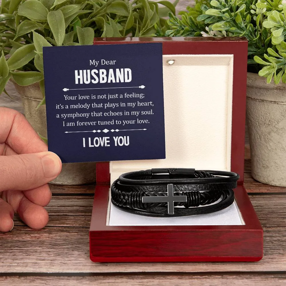 To My Husband Men's Cross Bracelet - Your Love in Not Just