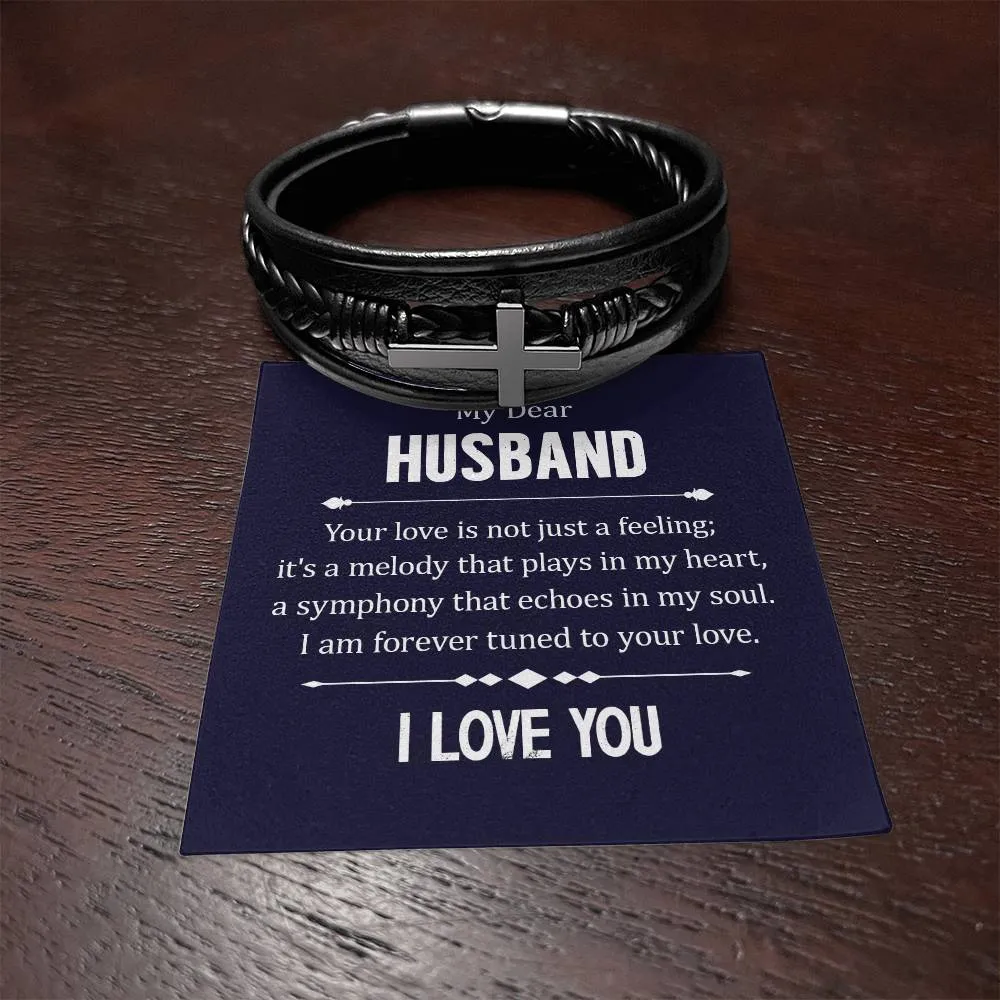 To My Husband Men's Cross Bracelet - Your Love in Not Just