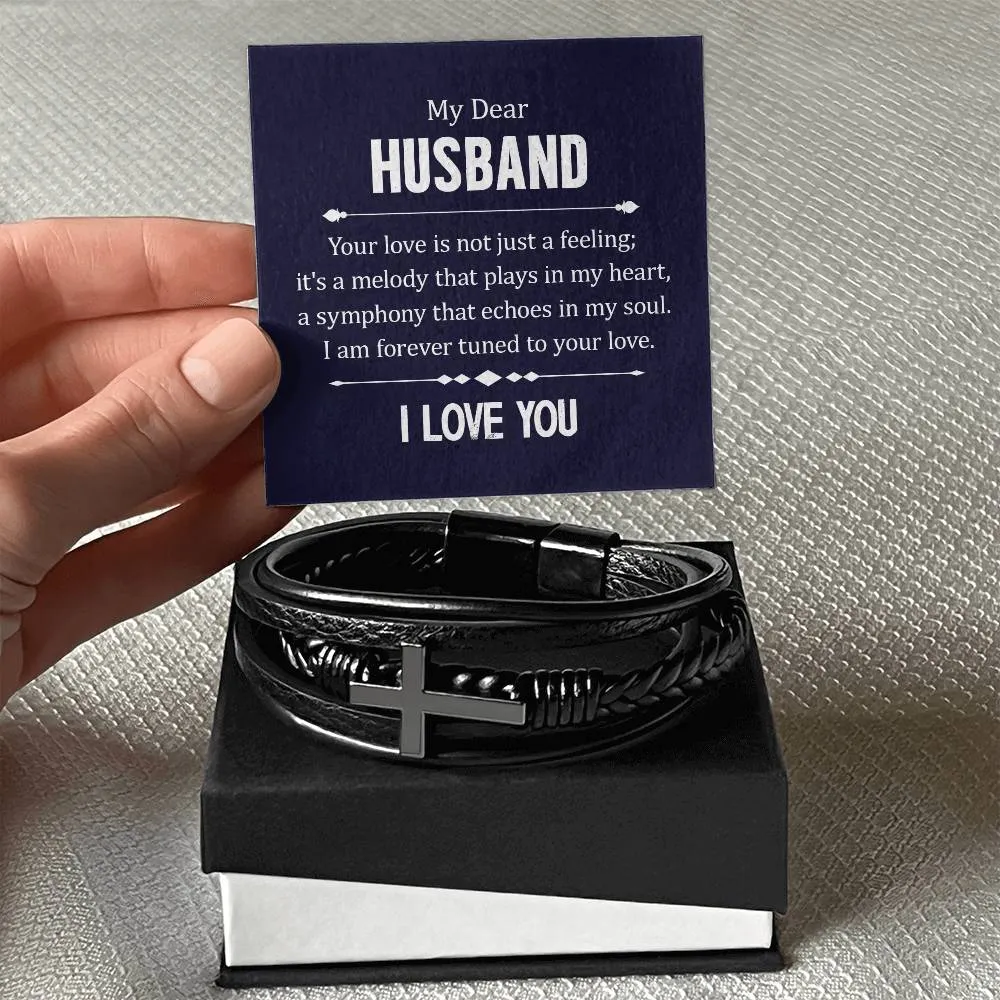 To My Husband Men's Cross Bracelet - Your Love in Not Just