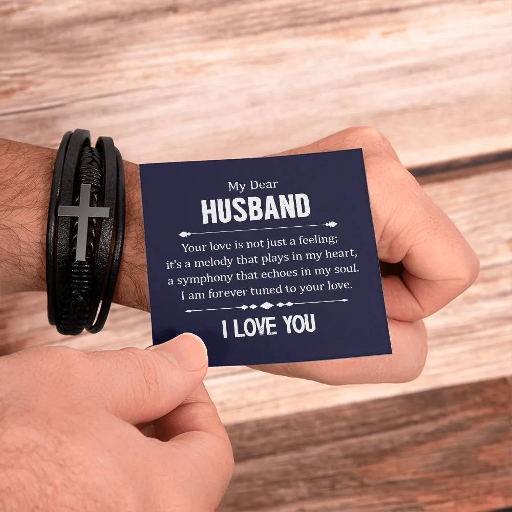 To My Husband Men's Cross Bracelet - Your Love in Not Just